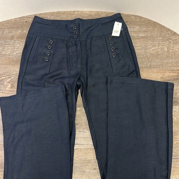 NWT P Luca Milano Women’s High Rise Wide Flare Leg Pants -Navy Blue Size Medium - Picture 2 of 10